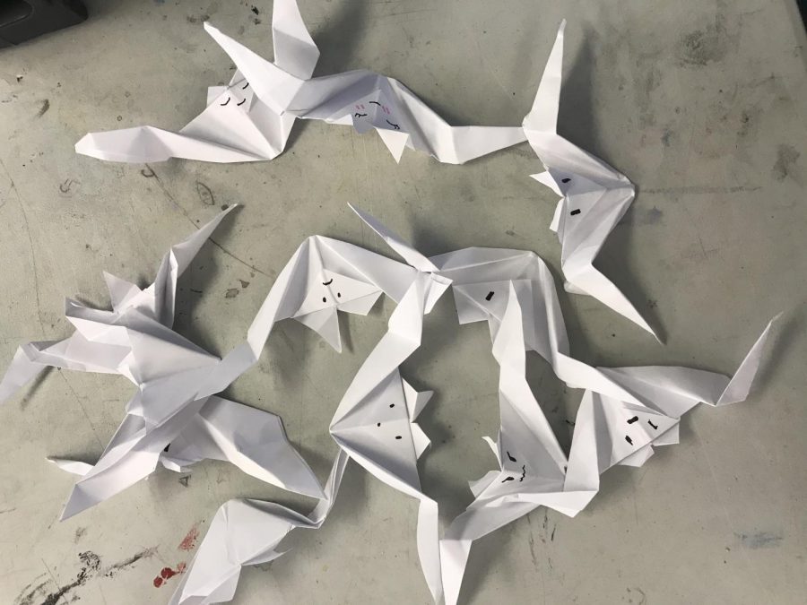 These are the origami bats that were thrown