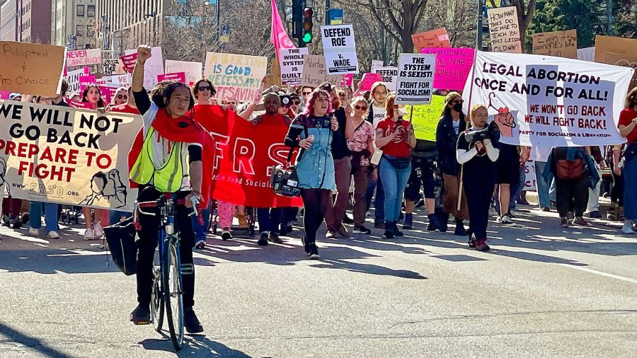Protesters Defend Roe v. Wade at a rally in Milwaukee on May 7, 2022