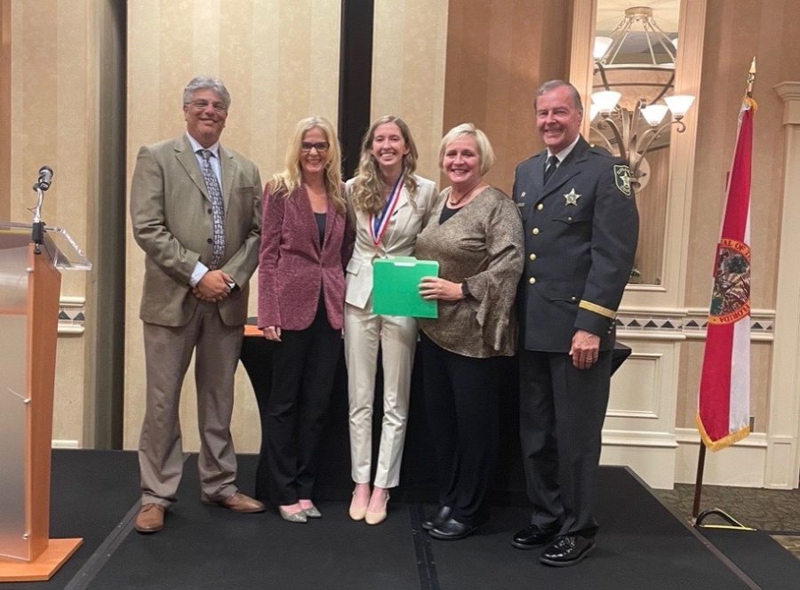 Pictured: (Left to Right) Keith Scalia, Melissa Scott, Kathryn Barry, Superintendent of Collier County Public Schools, Kamela Patton, and Collier County Sheriff Kevin Rambosk 