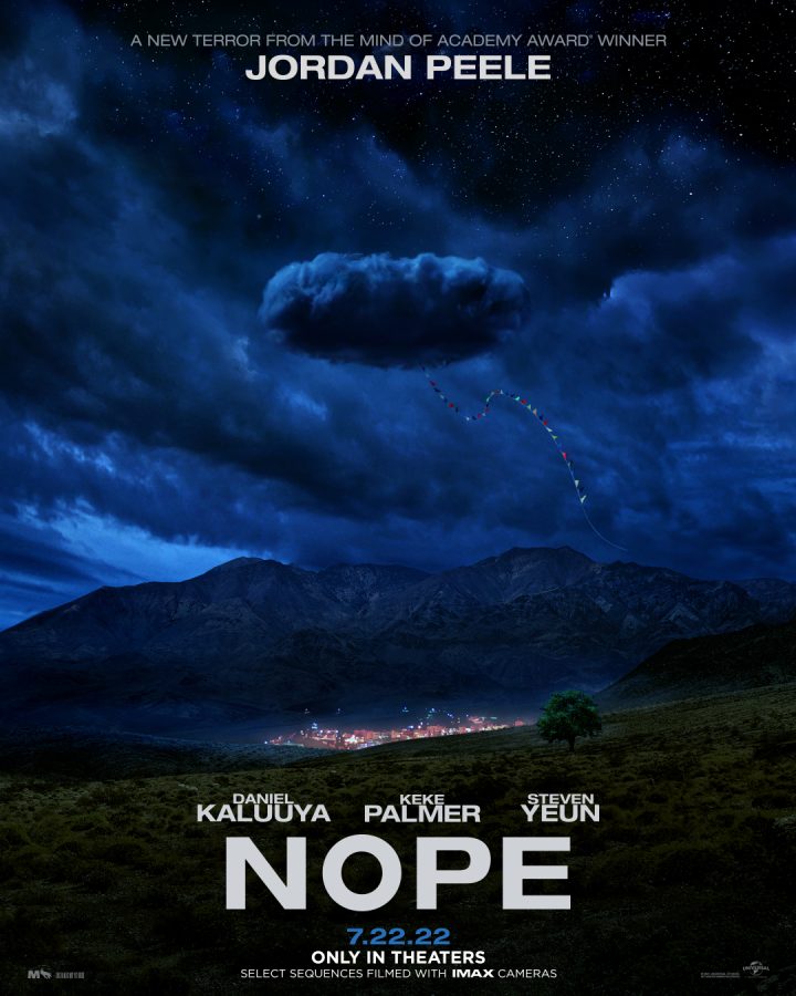 The theatrical release poster for Nope, written and directed by Jordan Peele.