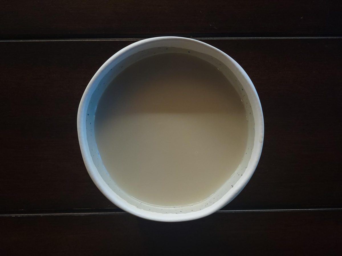 A bula of kava with creamer made at the Marco Island Kava Culture.