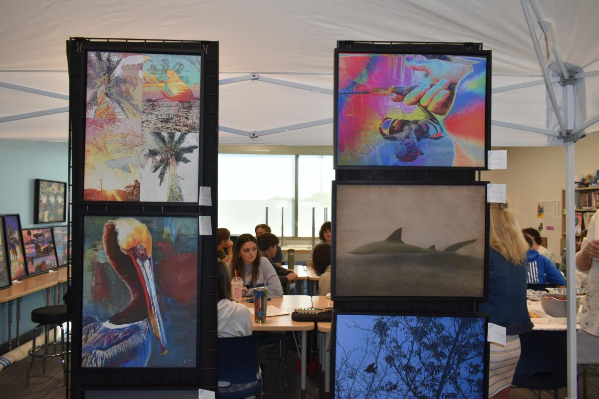 Some of the pictures displayed, all having some type of wildlife or a tropical feel. Hannah Saad (top left), Ella Riley (bottom left), Chase Polley (top and bottom right) 