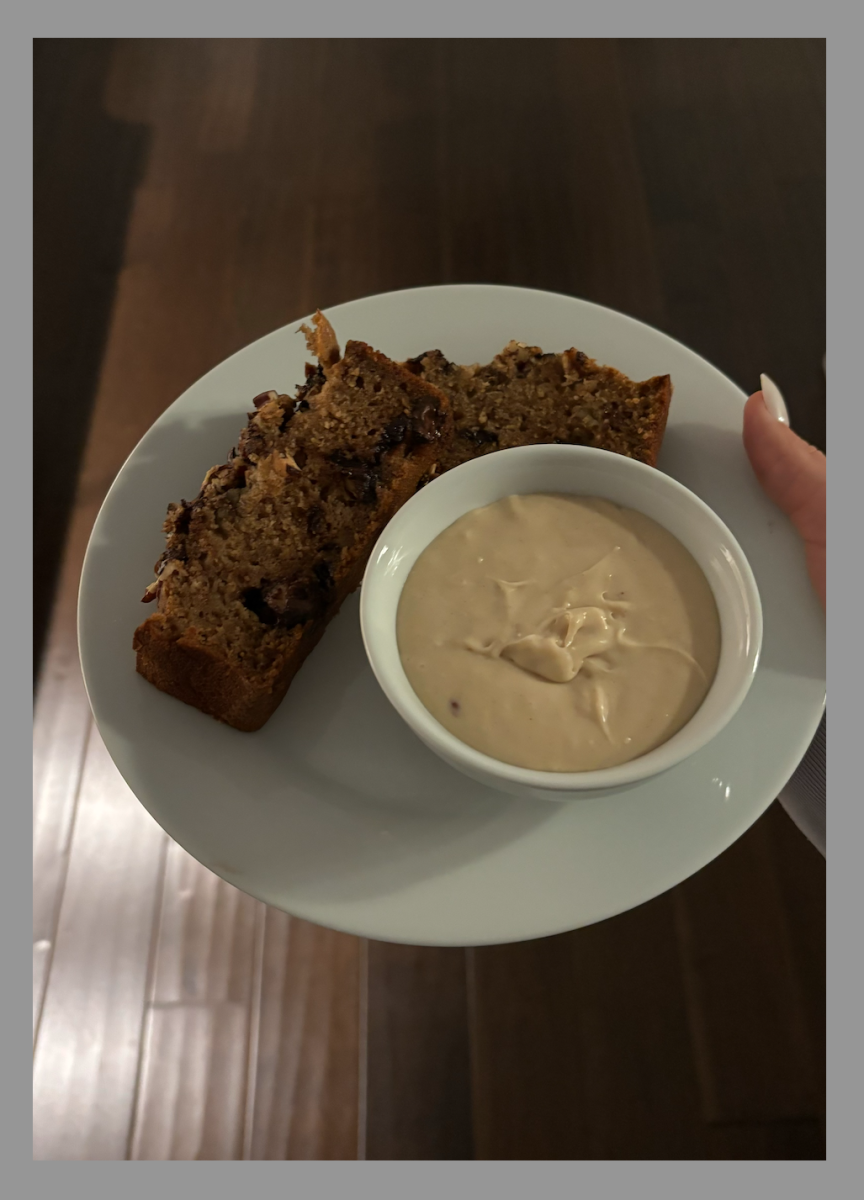 Soft and fluffy Banana Bread with a side of brown sugar cinnamon butter