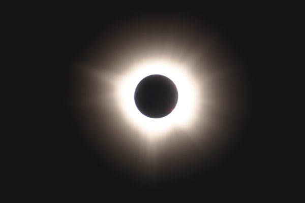 The April 8 solar eclipse seen during totality, at 1:48 PM in Dallas.