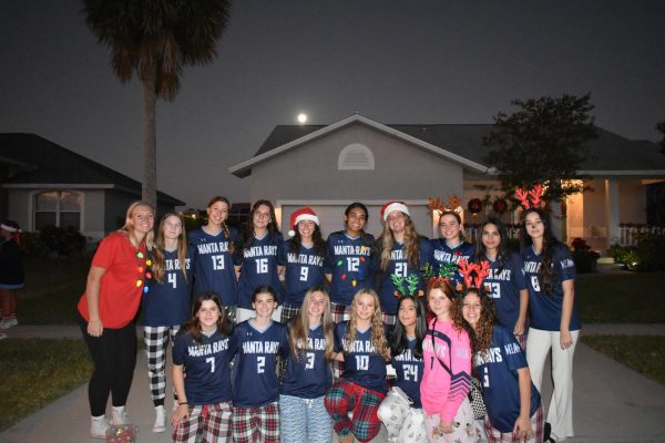 The Marco Island Academy girls soccer team before taking on the parade. 