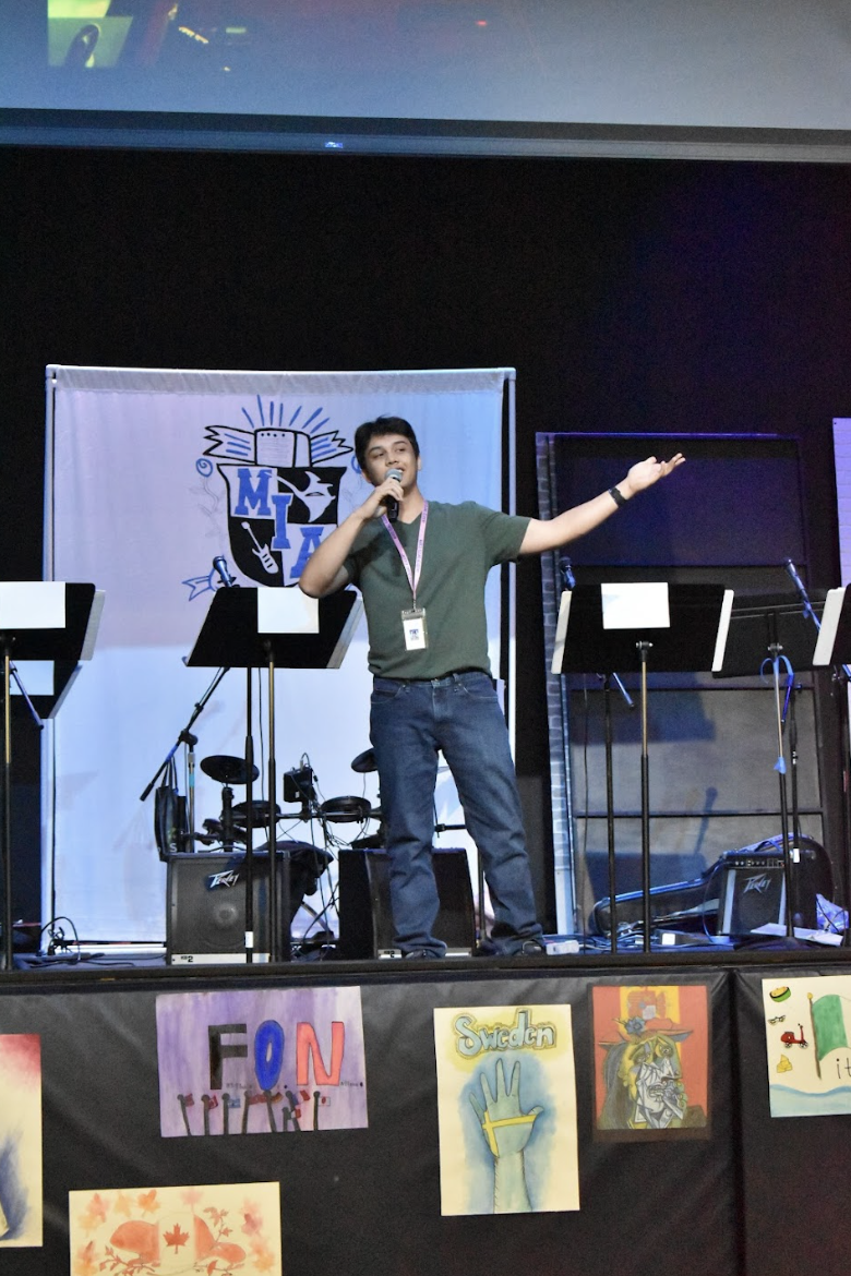 Sam Zocco performing on the MIA stage during Festival of Nations.