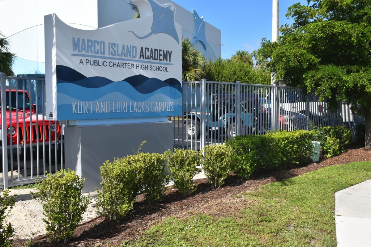 The MIA entrance sign with the new fence behind it. 