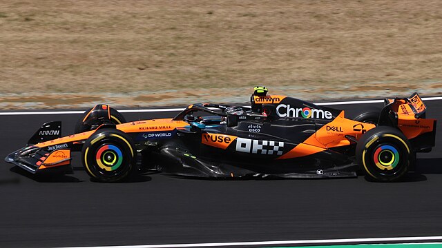 Lando Norris’s McLaren F1 Car
(Autódromo Hermanos Rodríguez track map by Will Pittenger, via Wikimedia Commons, licensed under CC BY-SA 3.0.)