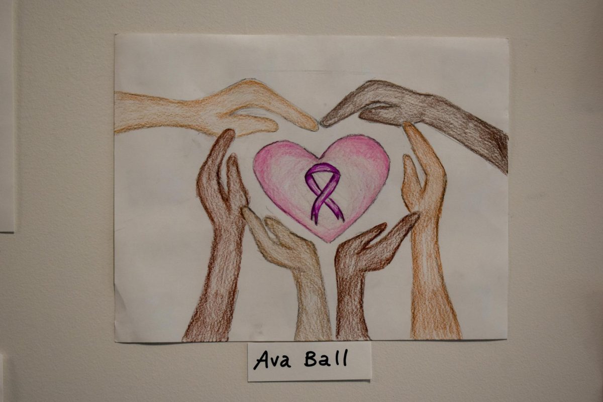 Breast cancer ribbon thoughtfully designed by talented senior Ava Ball.