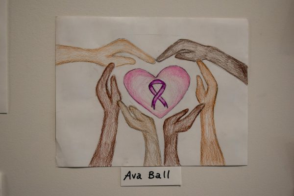 Breast cancer ribbon thoughtfully designed by talented senior Ava Ball.