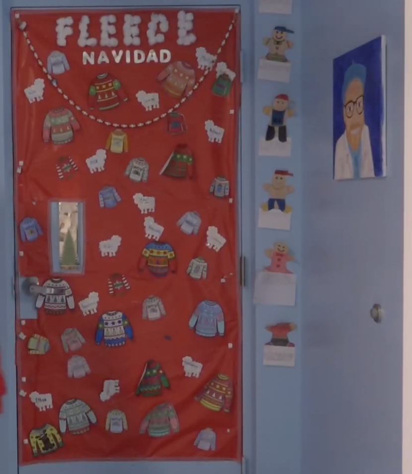 The winning door of the contest, Mrs. Walther's "Fleece Navidad" door. 