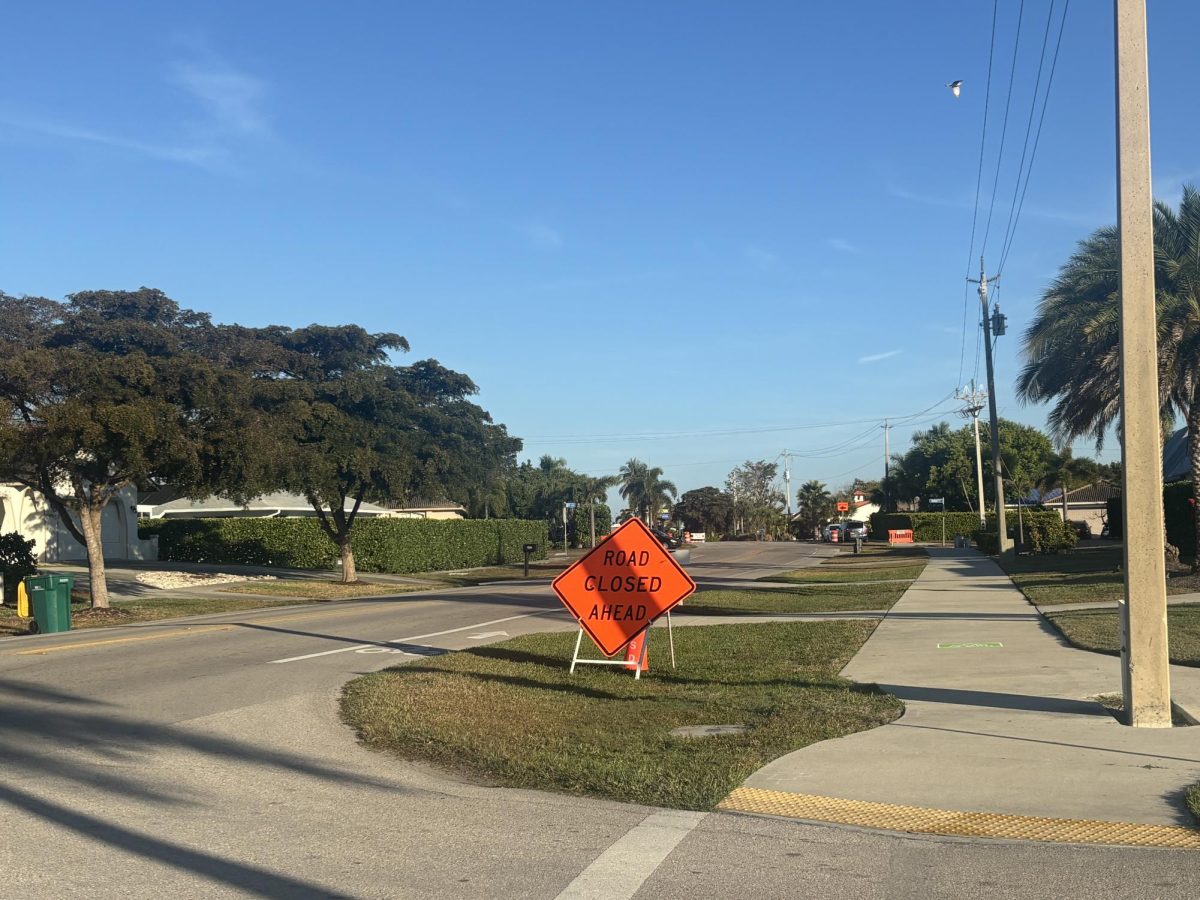 Road Work Ahead Sign before North Barfield Drive