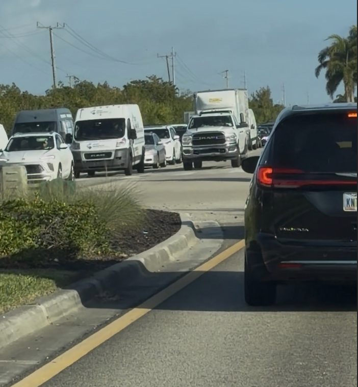 Cars piling up on San Marco Road as congestion continues to worsen. 