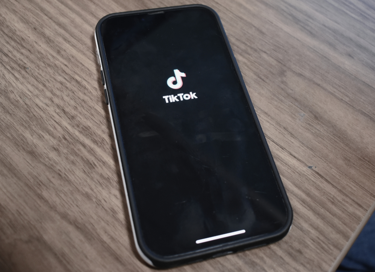 The opening screen of TikTok on a phone. 
