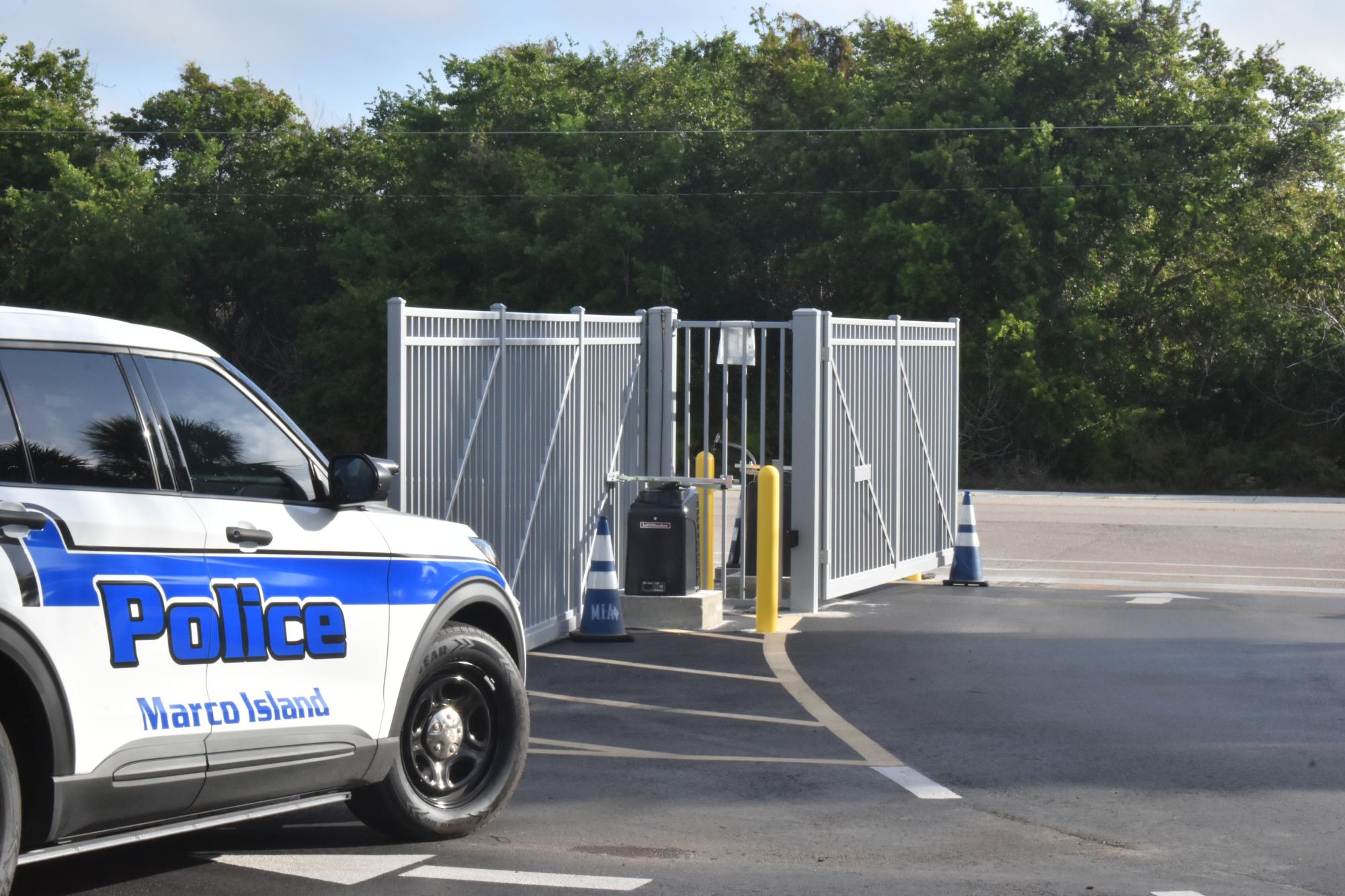A view of the new gate from inside the school property. 