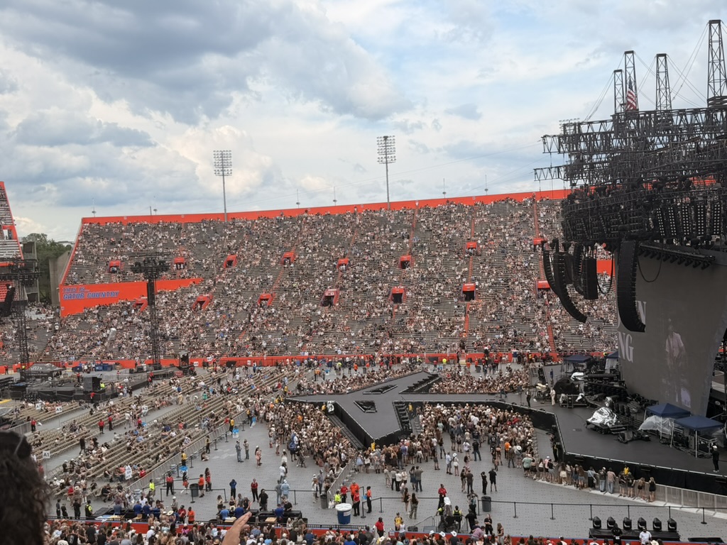 A concert view from the stands of the Ben Hill Stadium.